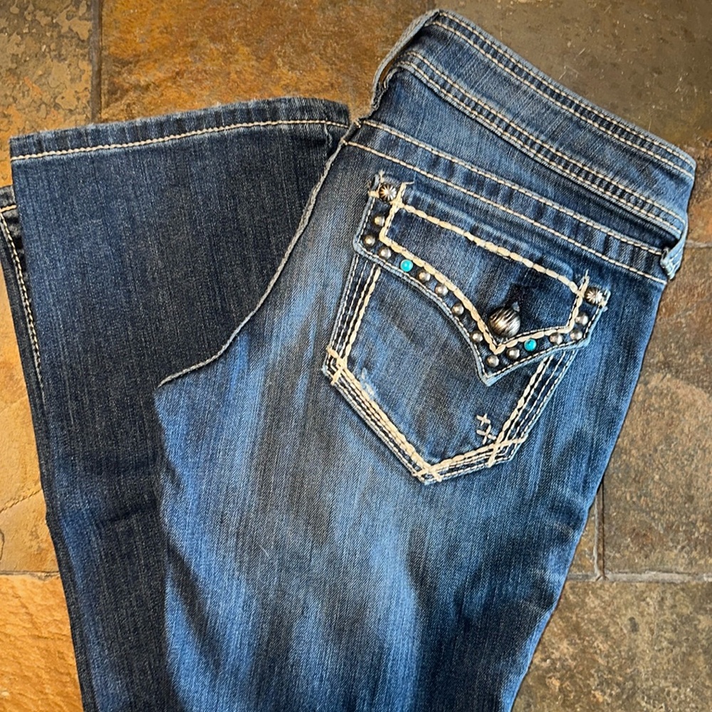 Women’s Ariat Amber Bootcut Riding Jeans Size 25L Turquoise Accents